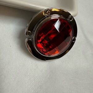 Red and Silver tone Purse Hook